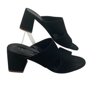 Lamica Italian Womens Suede Leather Sandals Black Size 39 Mules Block Heels